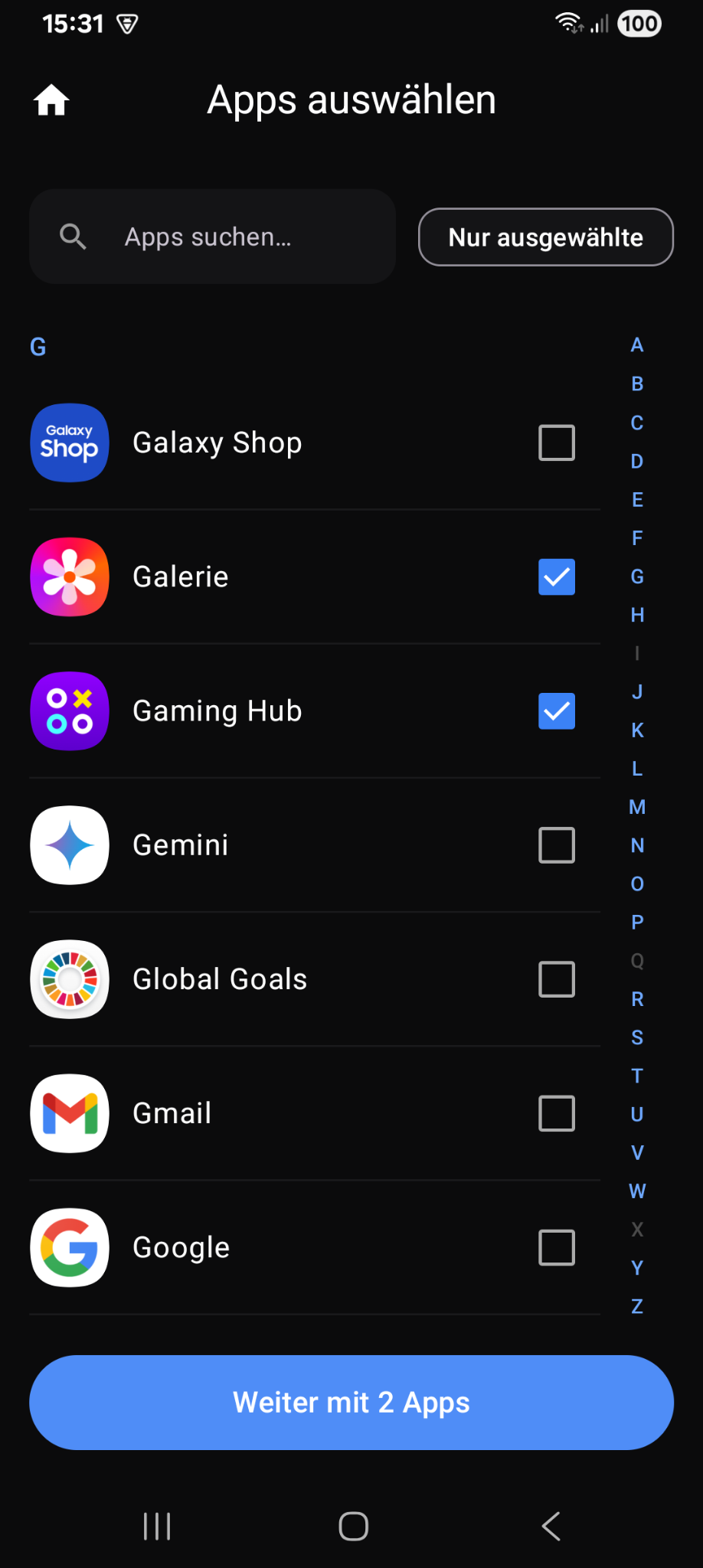 Select apps