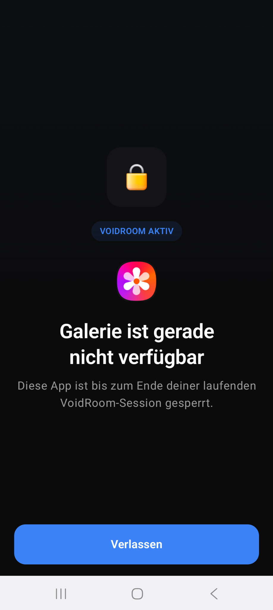 Blocked app screen
