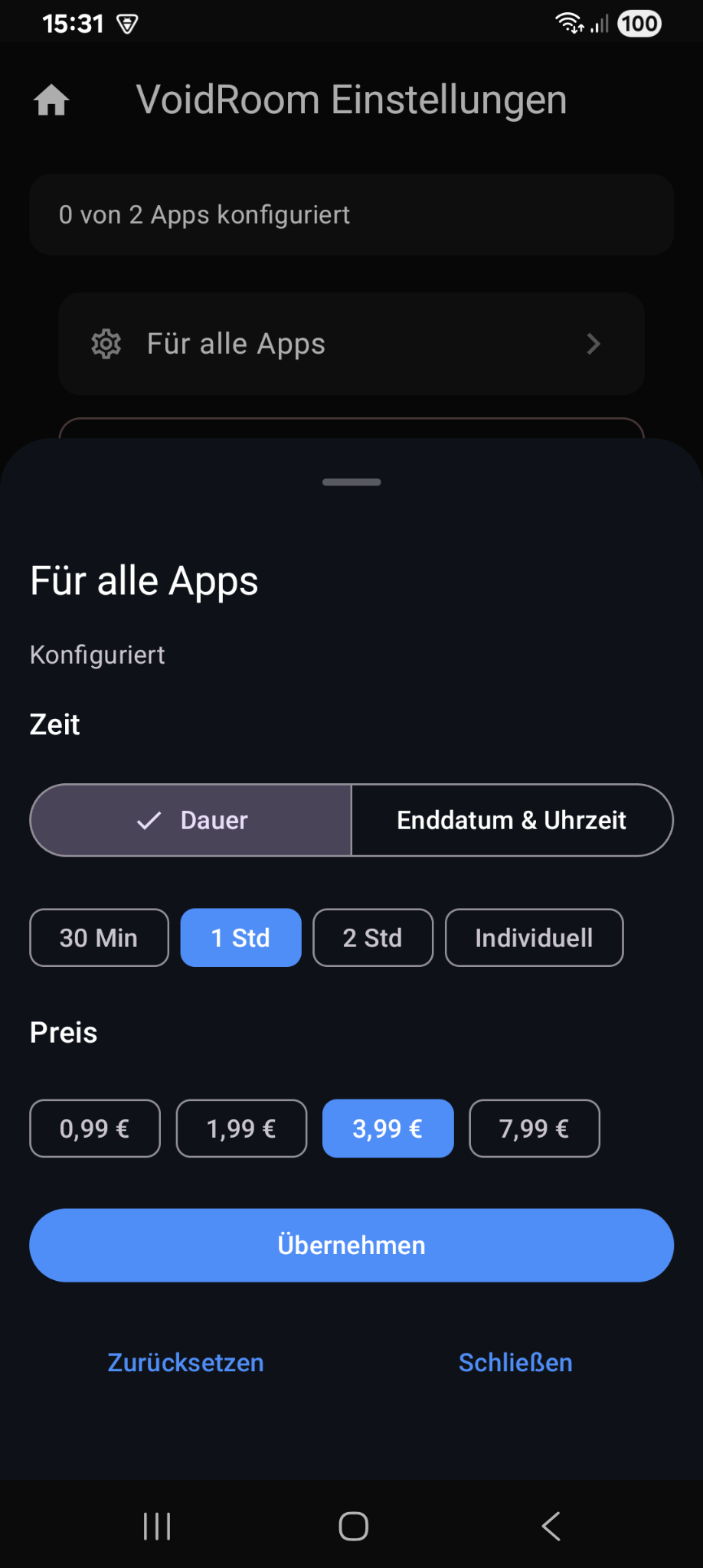 Set time and unlock cost