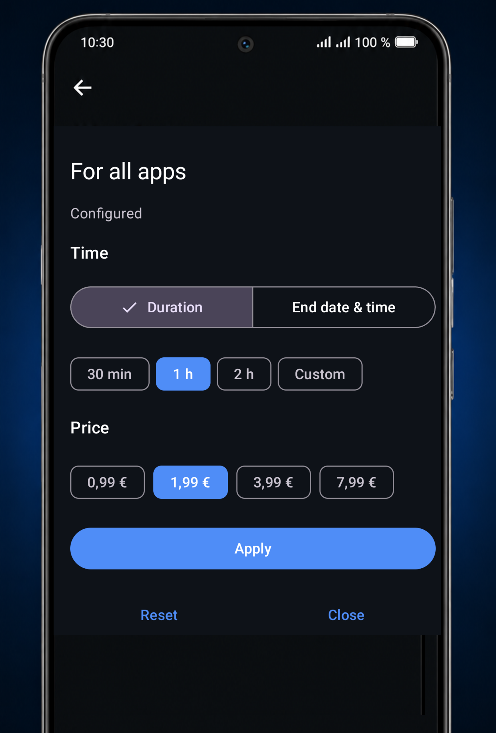Set time and unlock cost