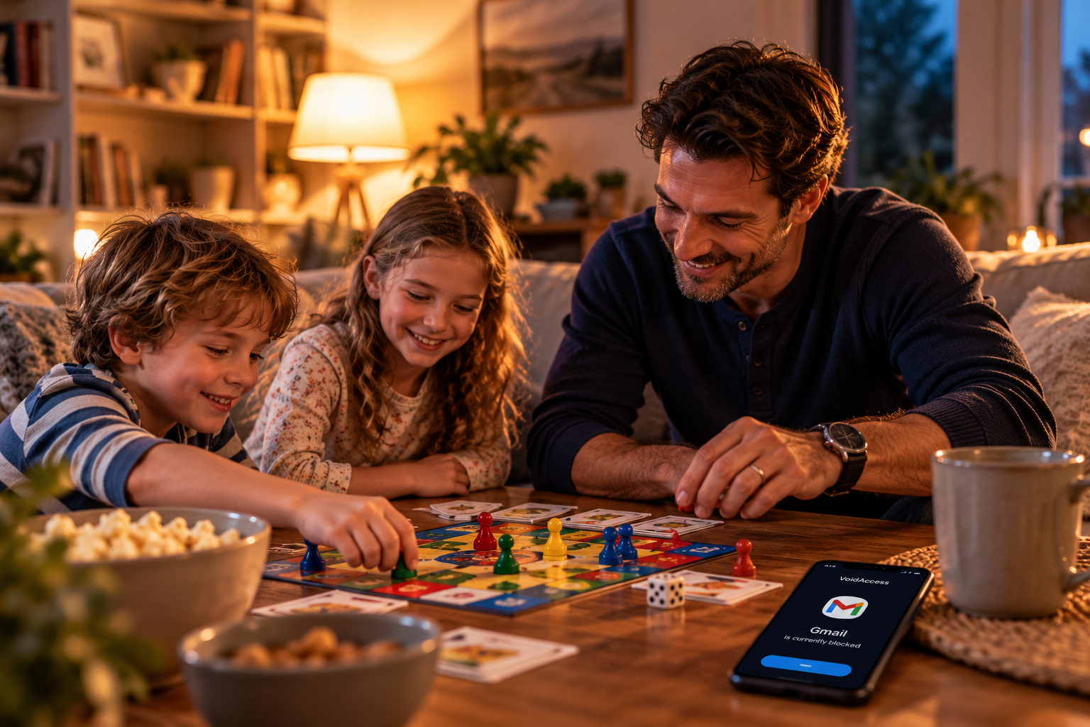Phone-free family time during a game night