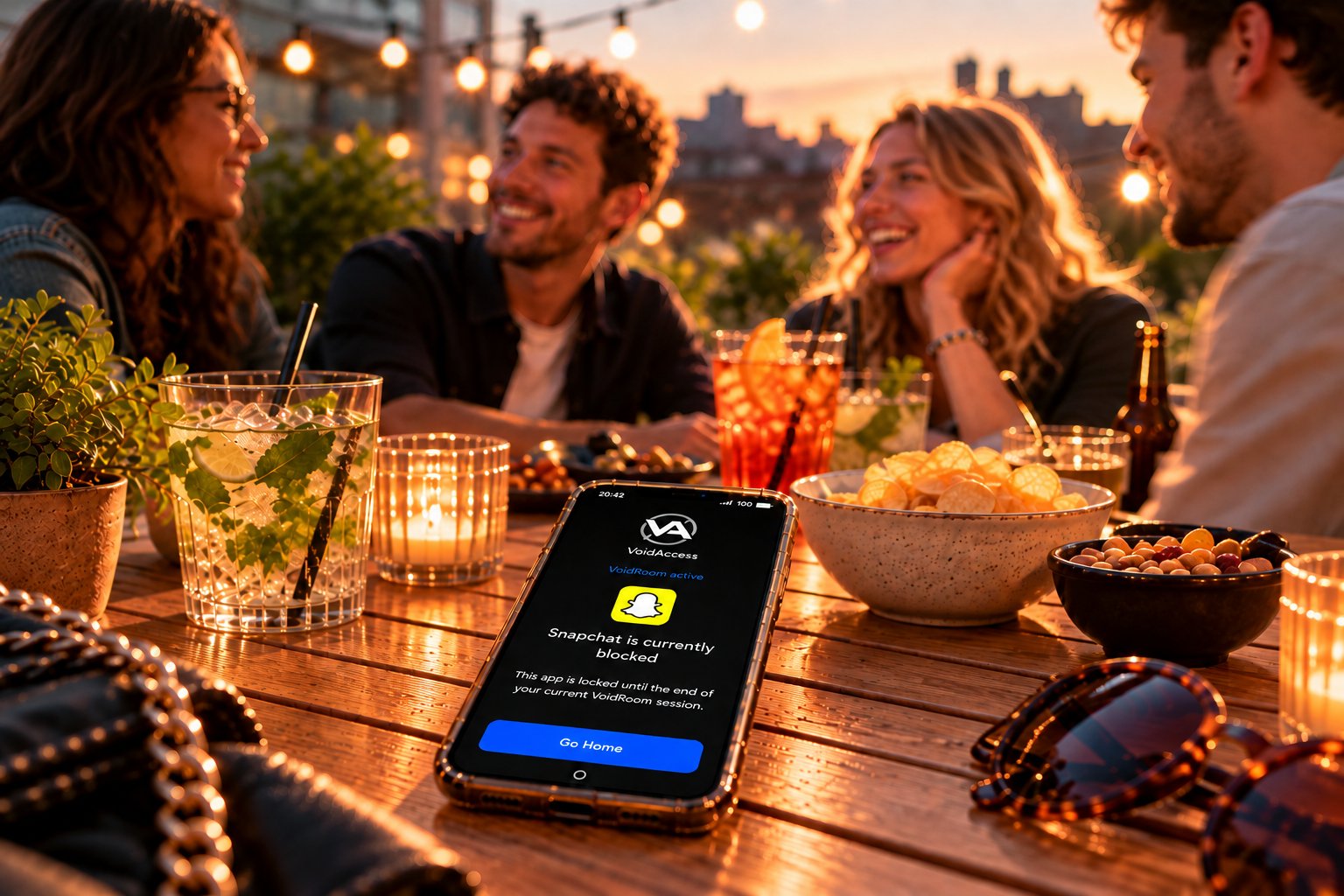 Snapchat blocked with VoidAccess during an evening with friends